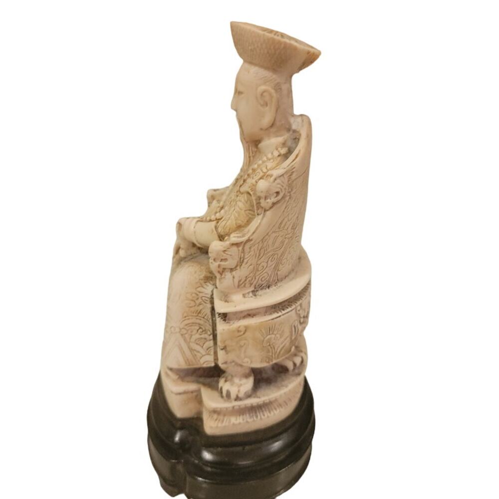 Vintage Japanese Dynasty Emperor Sculpture Ivory Home Decor - Picture 6 of 10